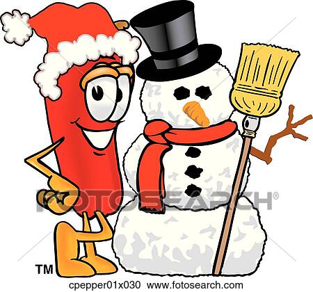chili pepper with snowman View Large Clip Art Graphic Clipart - chili pepper with snowman. Fotosearch
