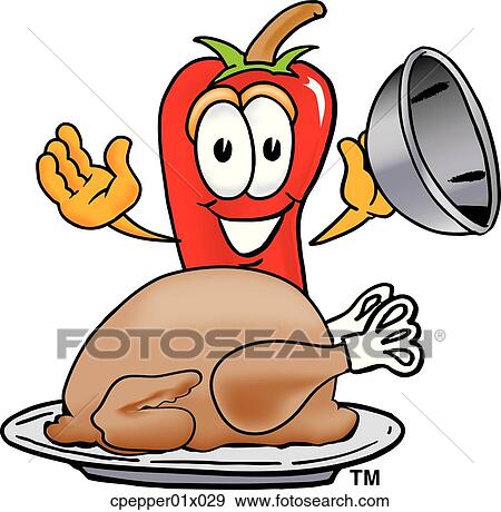 Clip Art - chili pepper with turkey. Fotosearch