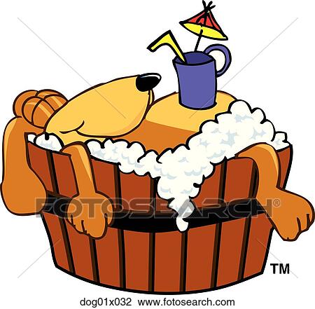 Dog in bath 2 View Large Clip Art Graphic Clipart - Dog in bath 2. Fotosearch