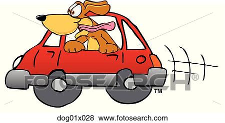 Clip Art - Dog in car. Fotosearch