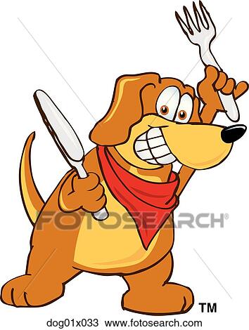 Dog with knife and fork View Large Clip Art Graphic Clipart - Dog with knife and fork. Fotosearch
