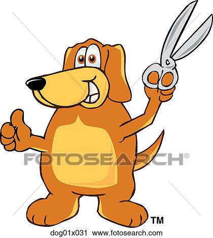 Clipart - Dog with scissors. Fotosearch