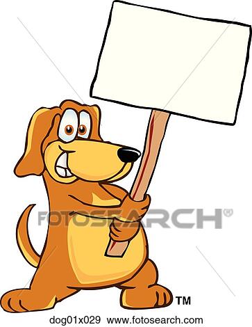 Clip Art - Dog with sign. Fotosearch