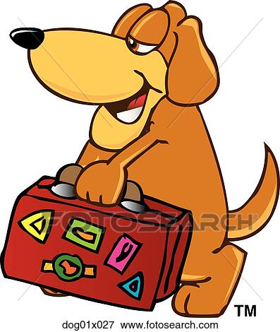 Clip Art - Dog with suitcase. Fotosearch