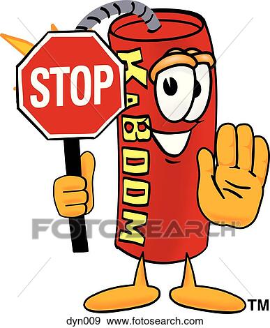 Clip Art - dynamite holding stop sign. Fotosearch