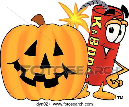 Clip Art - dynamite with pumpkin. Fotosearch