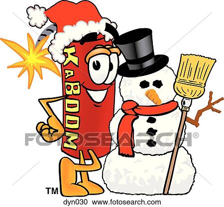 Clipart - dynamite with snowman. Fotosearch