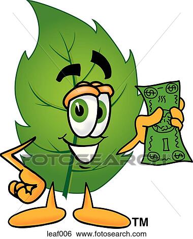 Clip Art - Leaf with money. Fotosearch