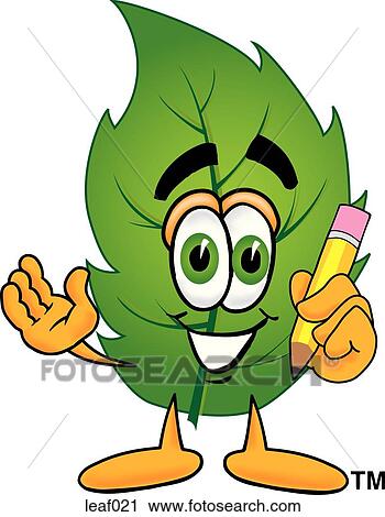 Clipart - Leaf with pencil. Fotosearch