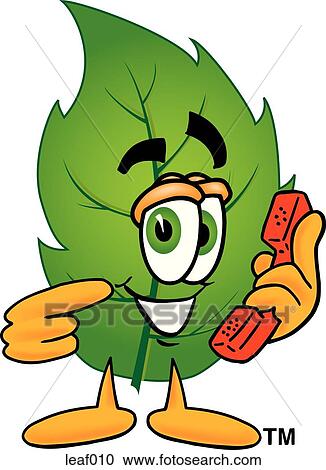Clipart - Leaf with phone. Fotosearch