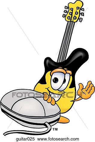 Clipart - Guitar and mouse. Fotosearch