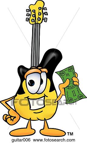 Clip Art - Guitar with money. Fotosearch