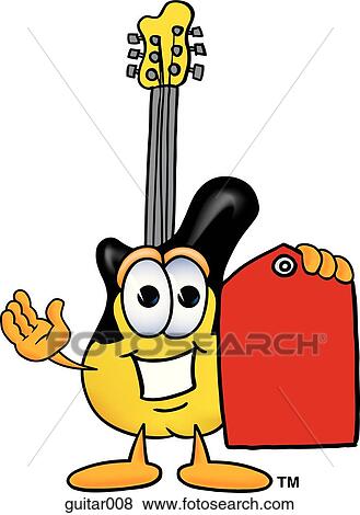 Clip Art - Guitar with price tag. Fotosearch