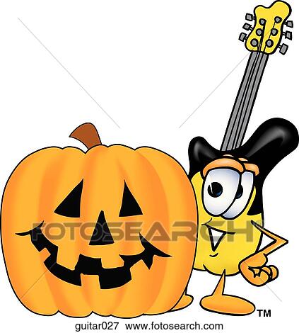 Clip Art - Guitar with pumpkin. Fotosearch