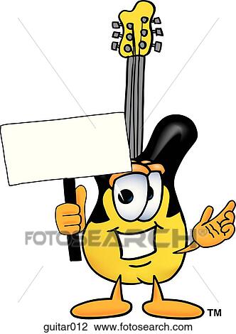 Clipart - Guitar with sign. Fotosearch