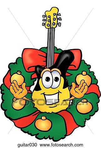 Guitar with wreath View Large Clip Art Graphic Clipart - Guitar with wreath. Fotosearch