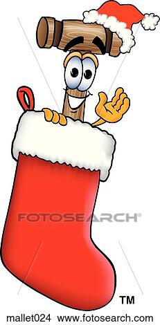Clipart - Mallet in stocking. Fotosearch