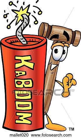 Mallet with fire cracker View Large Clip Art Graphic Clipart - Mallet with fire cracker. Fotosearch