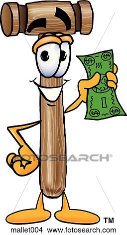 Mallet with money View Large Clip Art Graphic Clipart - Mallet with money. Fotosearch