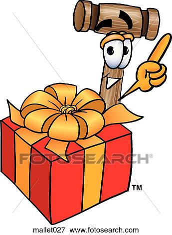 Clip Art - Mallet with present. Fotosearch