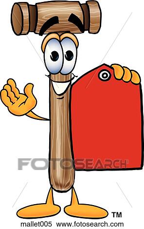 Clipart - Mallet with price tag. Fotosearch