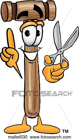 Mallet with scissors View Large Clip Art Graphic Clipart - Mallet with scissors. Fotosearch