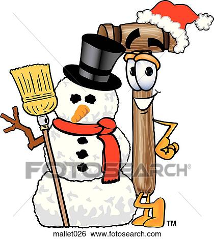 Mallet with snowman View Large Clip Art Graphic Clip Art - Mallet with snowman. Fotosearch
