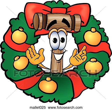 Clipart - Mallet with wreath. Fotosearch