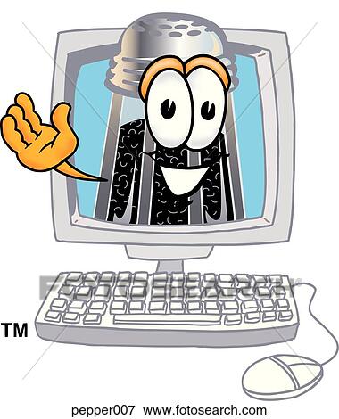 Clip Art - Pepper in computer. Fotosearch