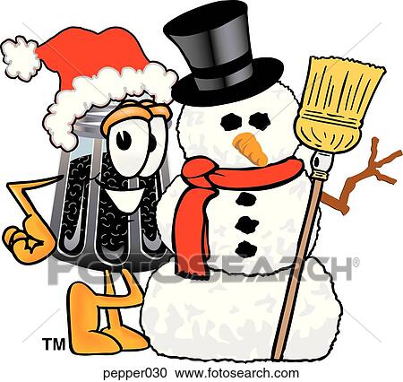 Clipart - Pepper with snowman. Fotosearch