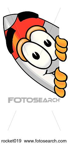 Clip Art - Rocket peaking sideways. Fotosearch