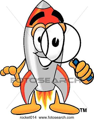 Clipart - Rocket with magnifying glass. Fotosearch