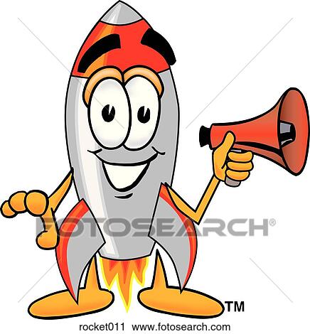 Clipart - Rocket with megaphone. Fotosearch
