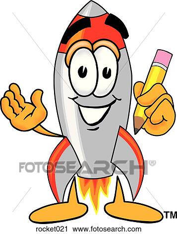 Clipart - Rocket with pencil. Fotosearch