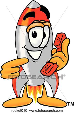 Clipart - Rocket with phone. Fotosearch