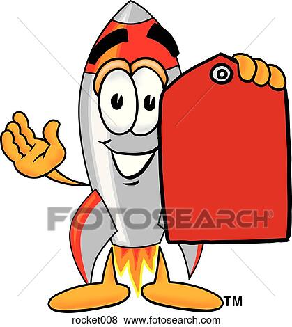 Clip Art - Rocket with price tag. Fotosearch