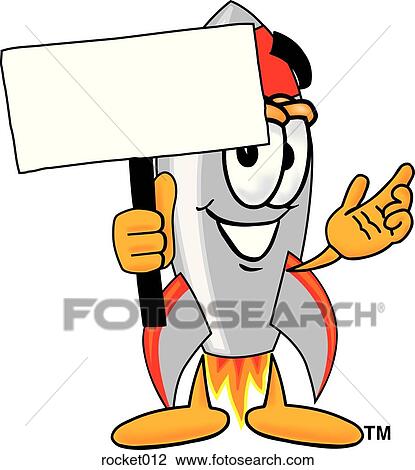 Clipart - Rocket with sign. Fotosearch
