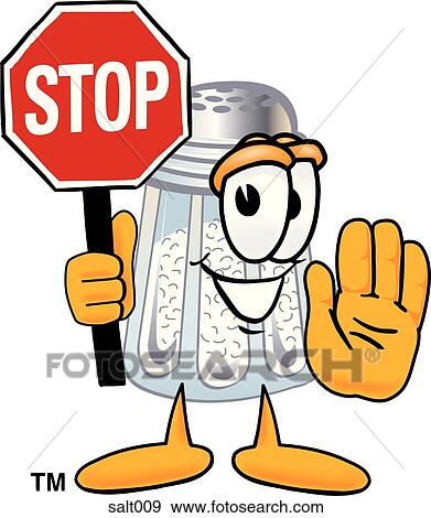 Clip Art - Salt holding stop sign. Fotosearch