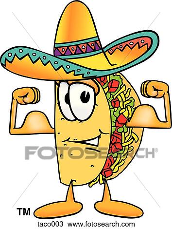 Clipart - taco flexing muscles. Fotosearch