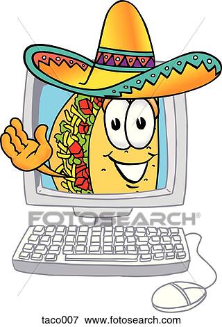 Clip Art - taco in computer. Fotosearch