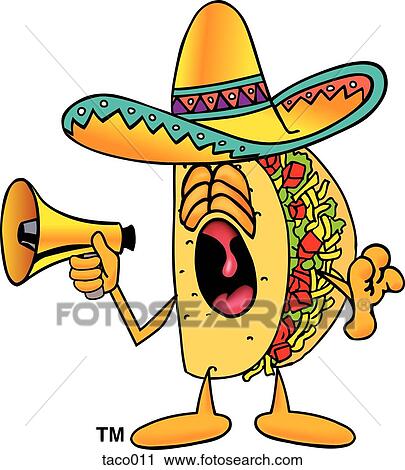 Clipart of taco with megaphone taco011 - Search Clip Art, Illustration ...