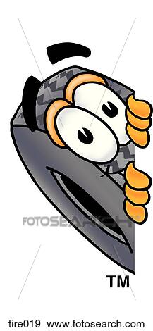 Clip Art - Tire peaking sideways. Fotosearch