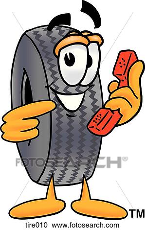 Tire with phone View Large Clip Art Graphic Clipart - Tire with phone. Fotosearch