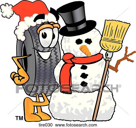 Tire with snowman View Large Clip Art Graphic Clipart - Tire with snowman. Fotosearch