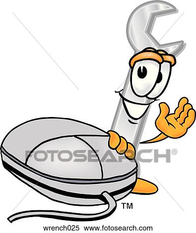 Wrench and mouse View Large Clip Art Graphic Clipart - Wrench and mouse. Fotosearch