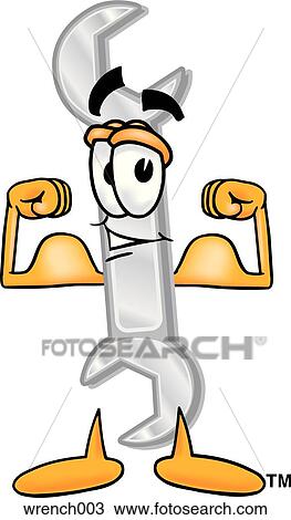 Clipart - Wrench flexing muscles. Fotosearch