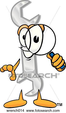 Clipart - Wrench with magnifying glass. Fotosearch