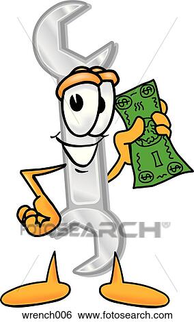 Clip Art - Wrench with money. Fotosearch