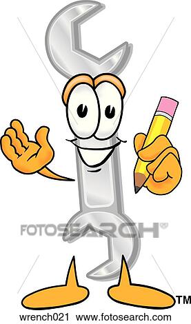 Wrench with pencil View Large Clip Art Graphic Clipart - Wrench with pencil. Fotosearch