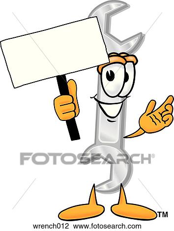 Clipart - Wrench with sign. Fotosearch